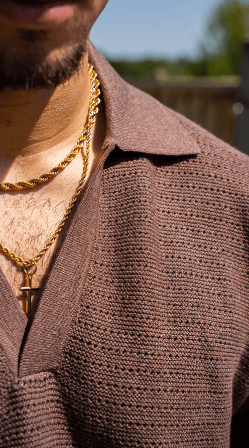 CS Cotton Oversized Polo Shirt Brown - Club Soma