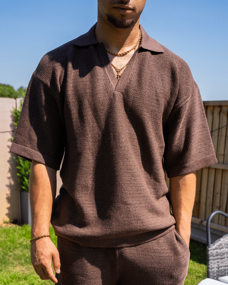 CS Cotton Oversized Polo Shirt Brown - Club Soma