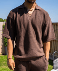 CS Cotton Oversized Polo Shirt Brown - Club Soma