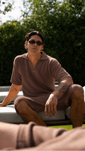 CS Cotton Oversized Polo Shirt Brown - Club Soma